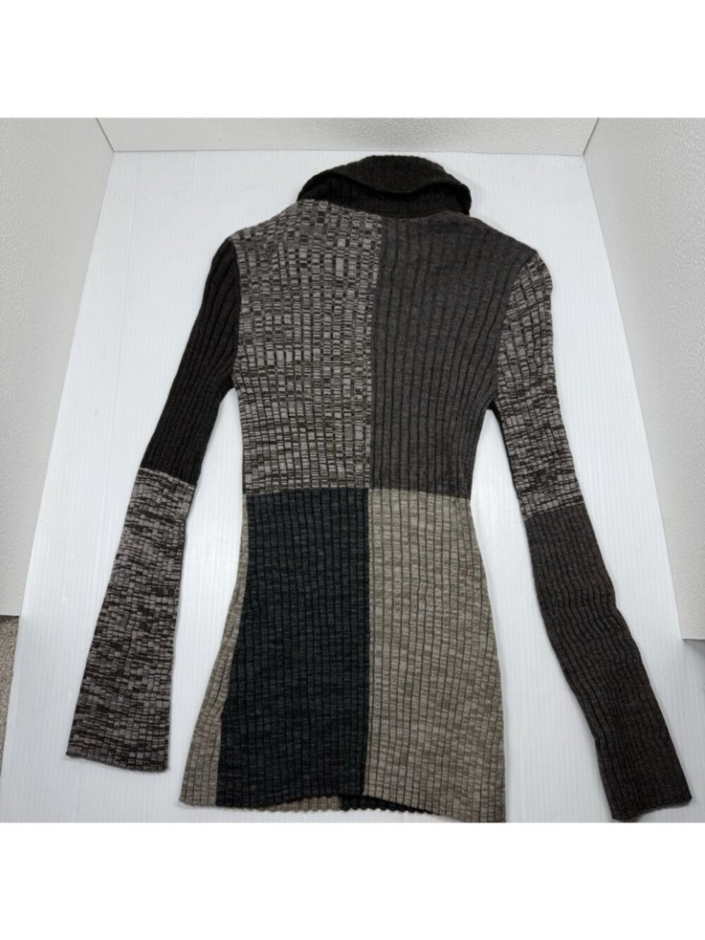 Sandro Paris Moria Sweater Size 3 US L Colorblock Rib Knit Zip Collar Pullover - Picture 10 of 10